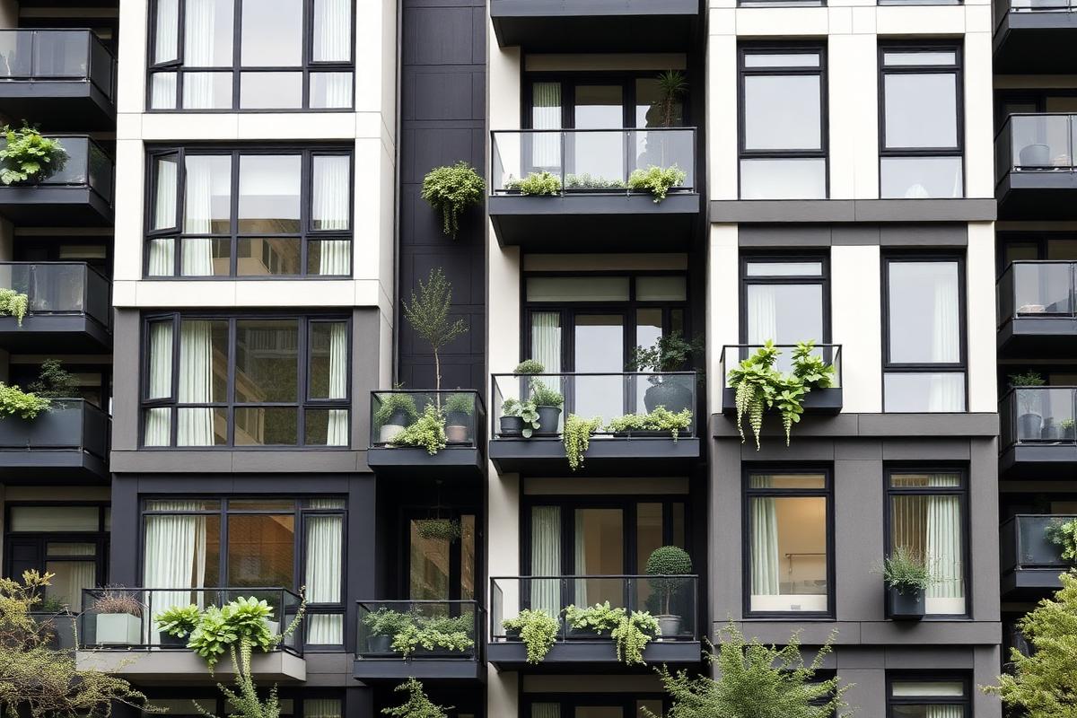 Akşam saatlerinde aydınlatılmış konut sitesi